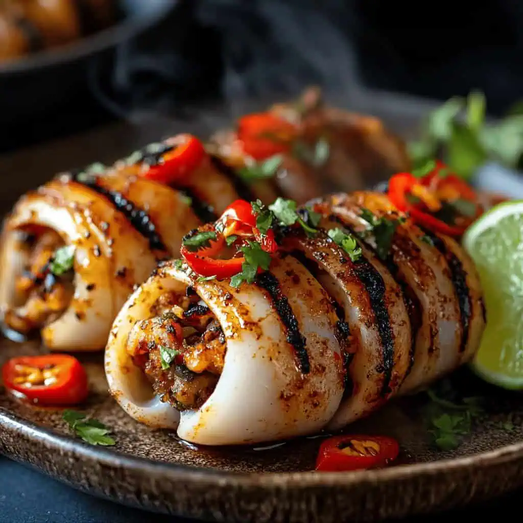 Inihaw na Pusit (Filipino Grilled Stuffed Squid)