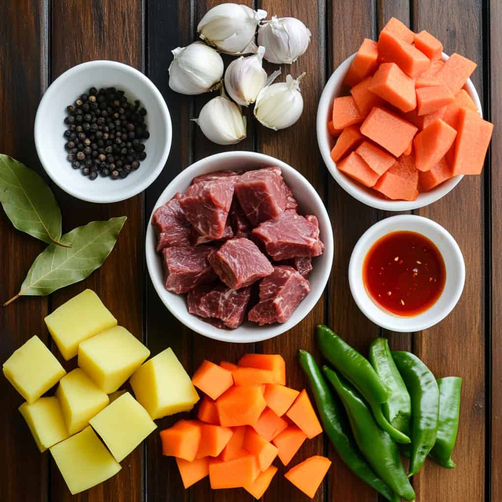 Ingredients for Filipino Beef Mechado (Mechadong Baka)