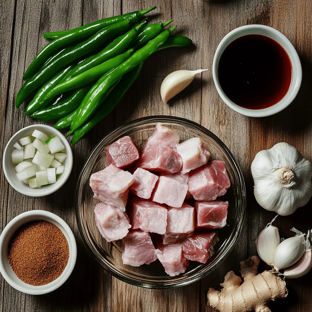 Ingredients of Authentic Filipino Dinuguan (Pork Blood Stew) 
