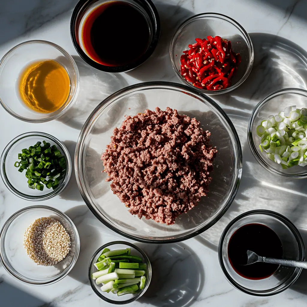 Ingredients for Korean Ground Beef (Giniling na Baka na Korean-Style)
