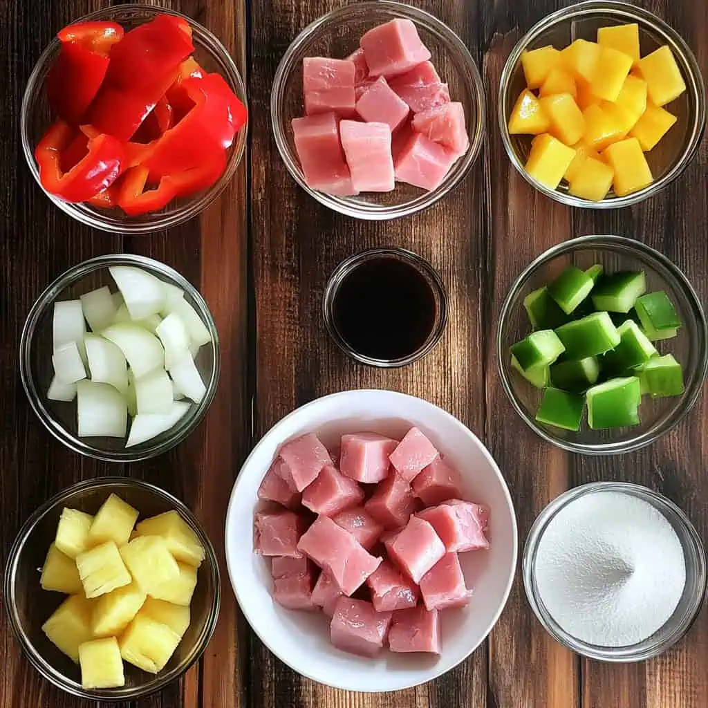 Ingredients for Sweet and Sour Pork (Matamis-Asim na Baboy)