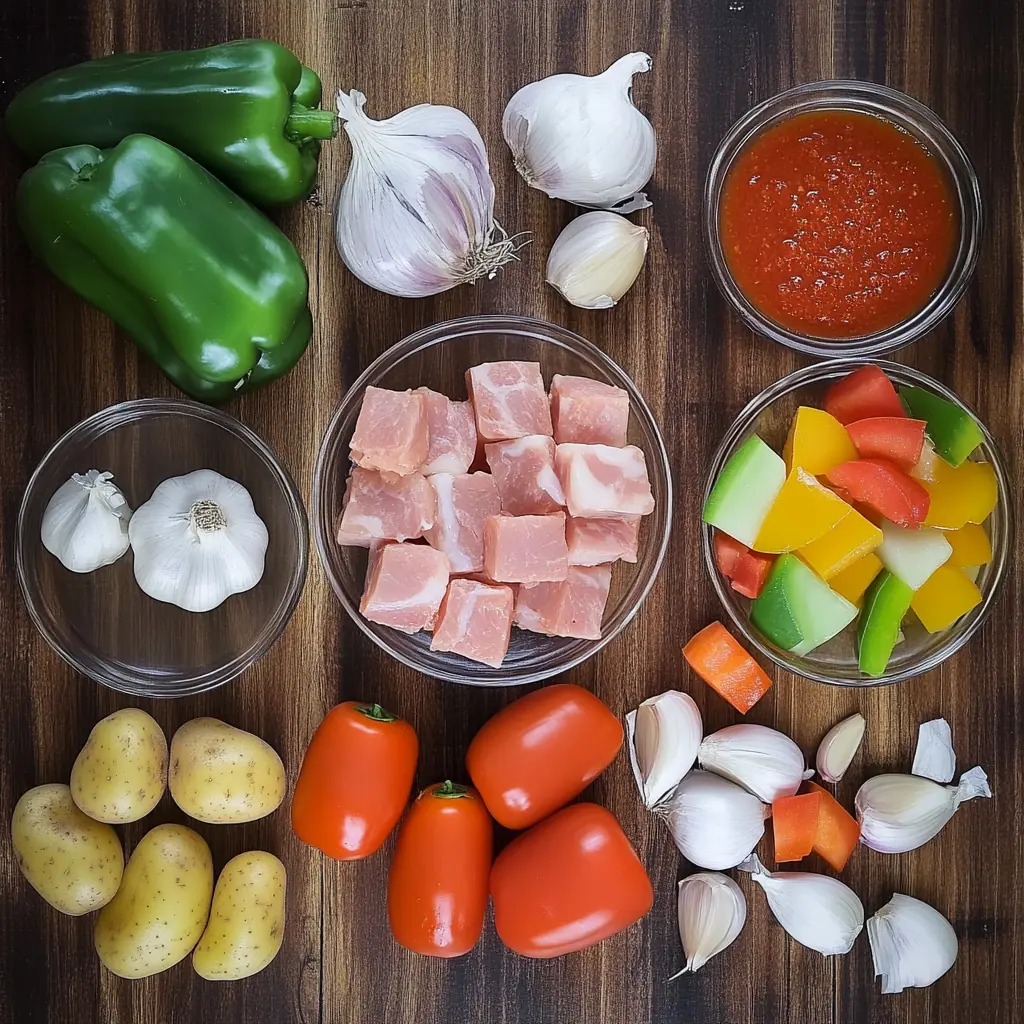 Ingredients for Filipino Pork Afritada (Afritadang Baboy)