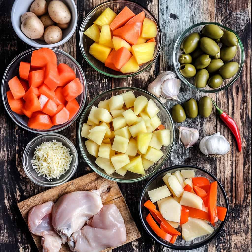 Ingredients for Chicken Caldereta (Kalderetang Manok)