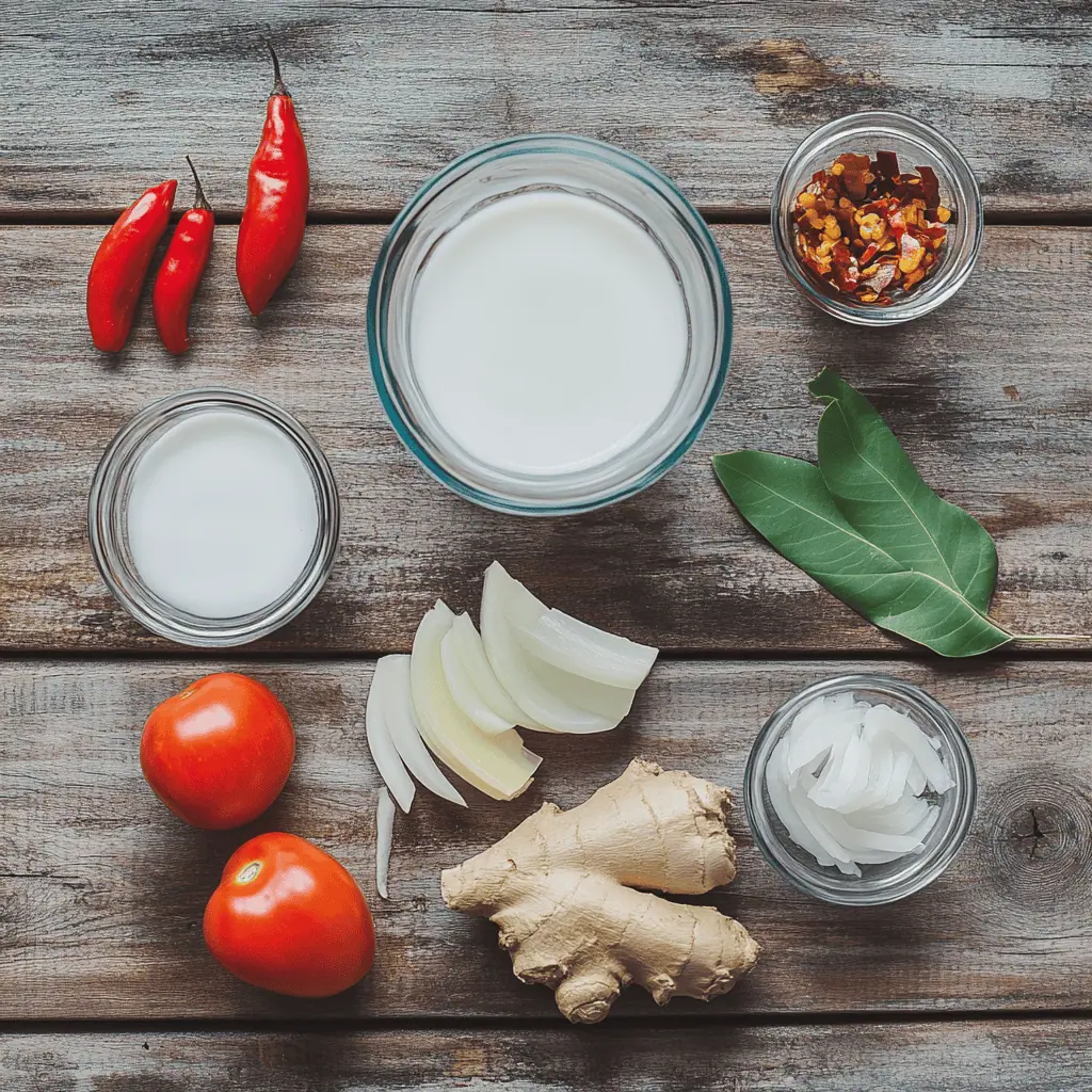 Ingredients for Adobong Pusit sa Gata (Filipino Squid in Spicy Coconut Milk)