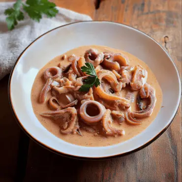 Adobong Pusit sa Gata (Filipino Squid in Spicy Coconut Milk)