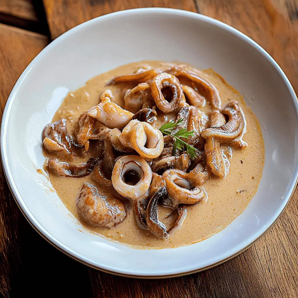 Adobong Pusit sa Gata (Filipino Squid in Spicy Coconut Milk)