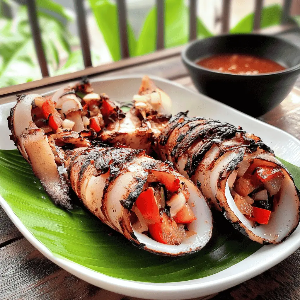 Inihaw na Pusit (Filipino Grilled Stuffed Squid)