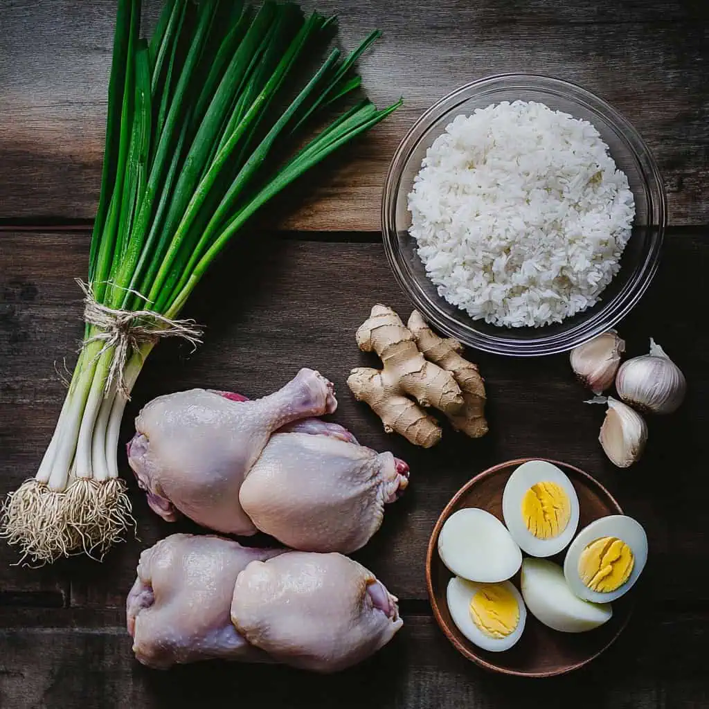 Ingredients for Filipino Arroz Caldo (Lugaw na Manok)