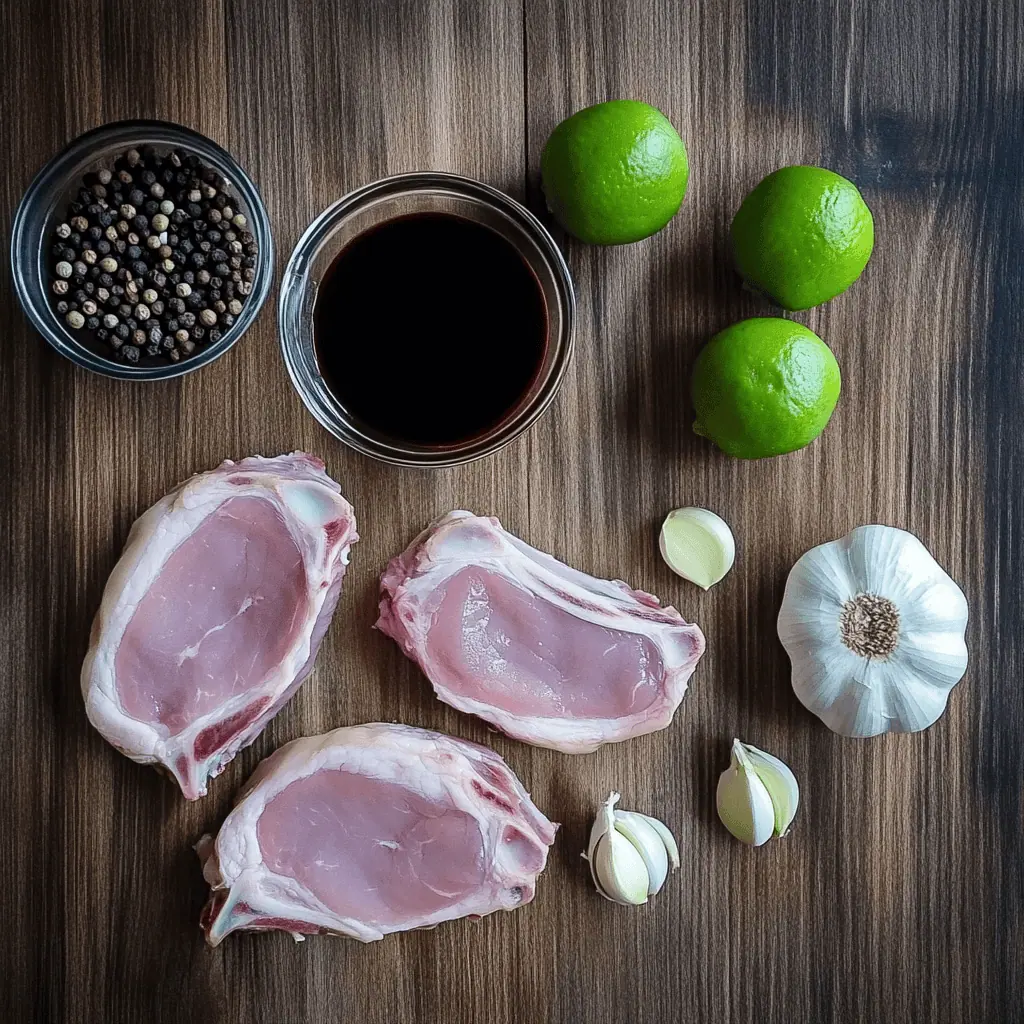 Ingredients of Filipino Toyomansi Pork Chops