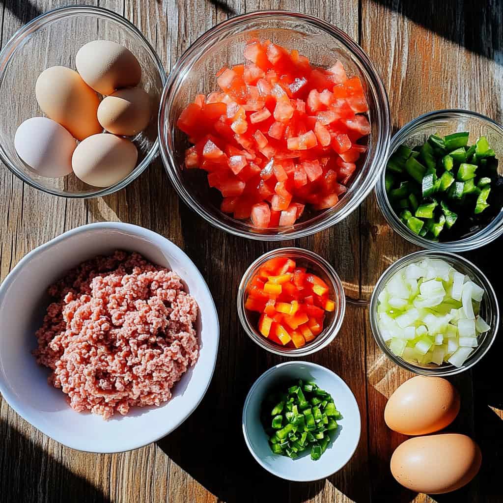 Ingredients for Authentic Tortang Giniling (Filipino Ground Meat Omelet)