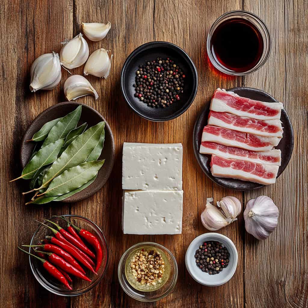 Ingredients for Tokwa’t Baboy (Filipino Tofu and Pork Dish)