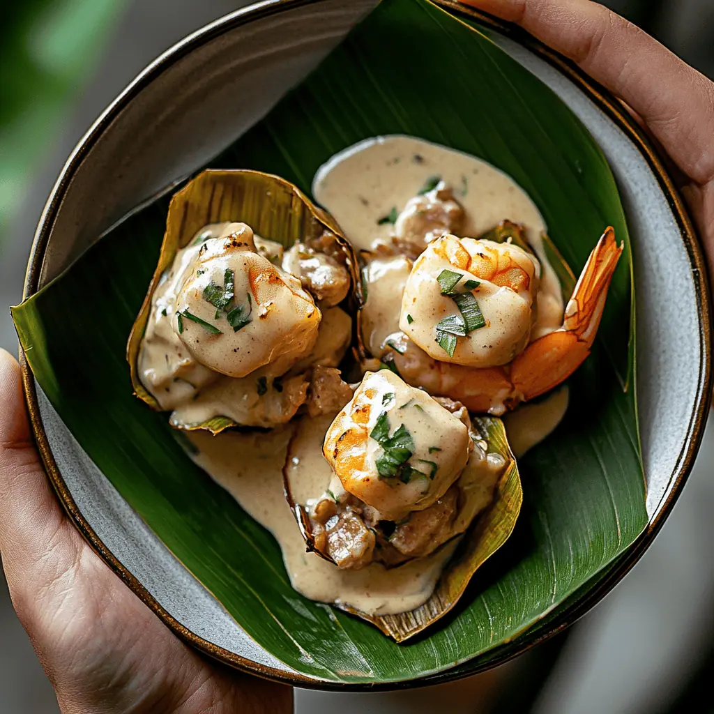 Pinais na Hipon (Filipino Coconut Shrimp Parcels)