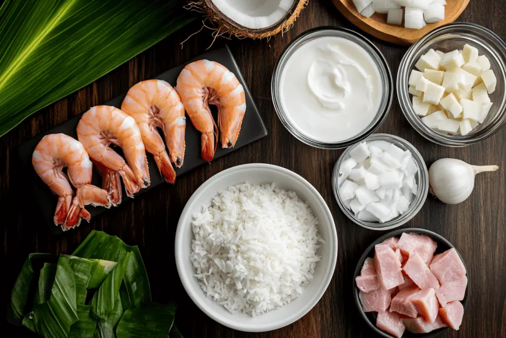 Pinais na Hipon (Filipino Coconut Shrimp Parcels) Ingredients