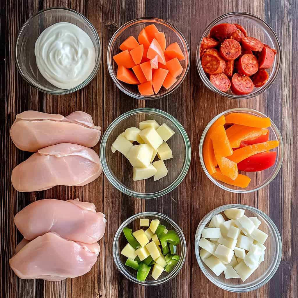 Ingredients for Creamy Chicken Pastel (Chicken Pot Pie Filipino Style)