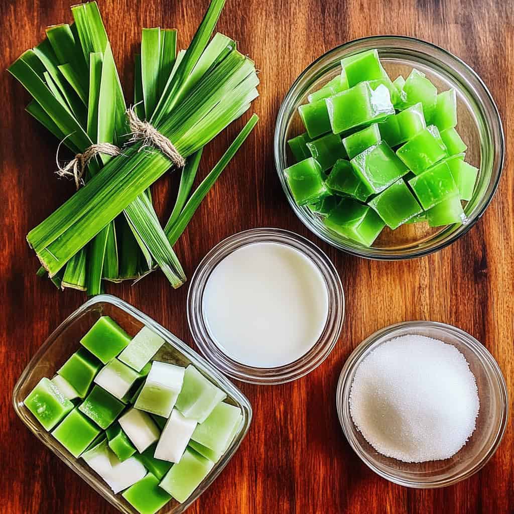 Ingredients for Buko Pandan Drink
