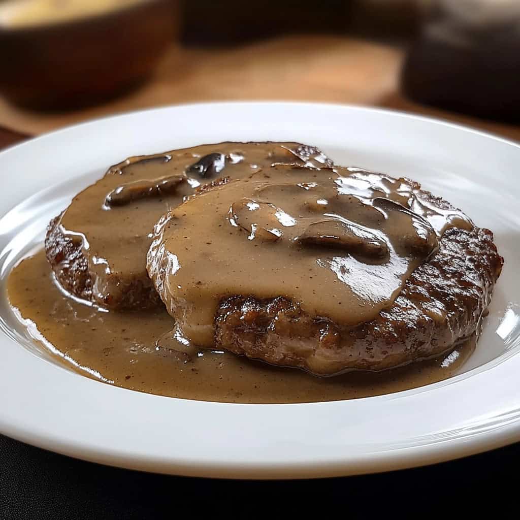 Filipino Burger Steak (Burger Steak sa Mushroom Gravy)