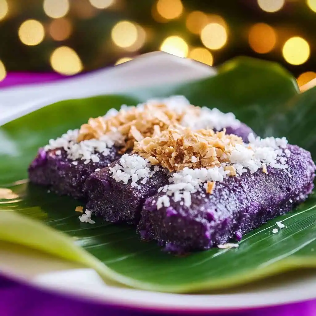 Filipino Puto Bumbong (Purple Rice Cake)