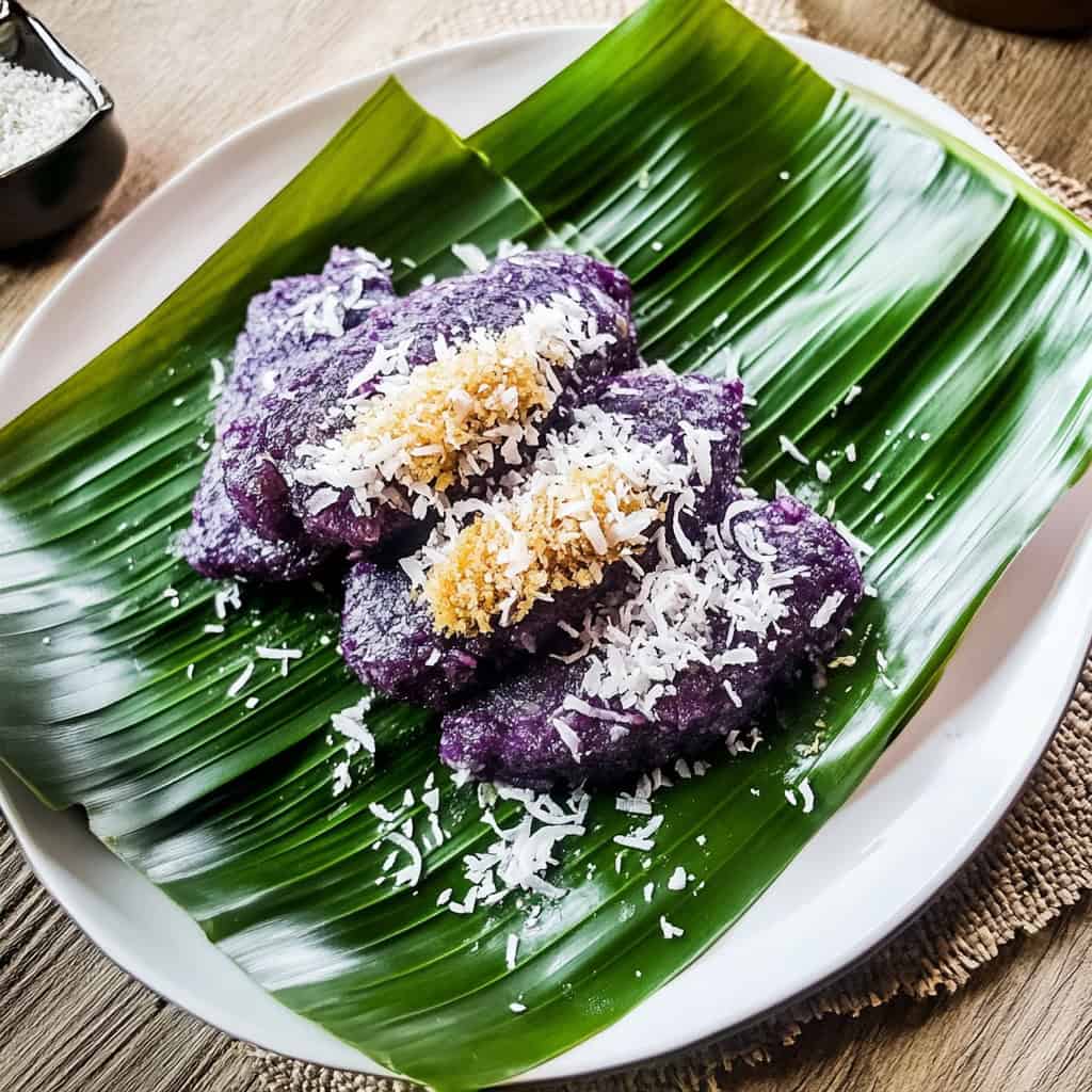 Filipino Puto Bumbong (Purple Rice Cake)