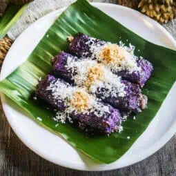 Filipino Puto Bumbong (Purple Rice Cake)