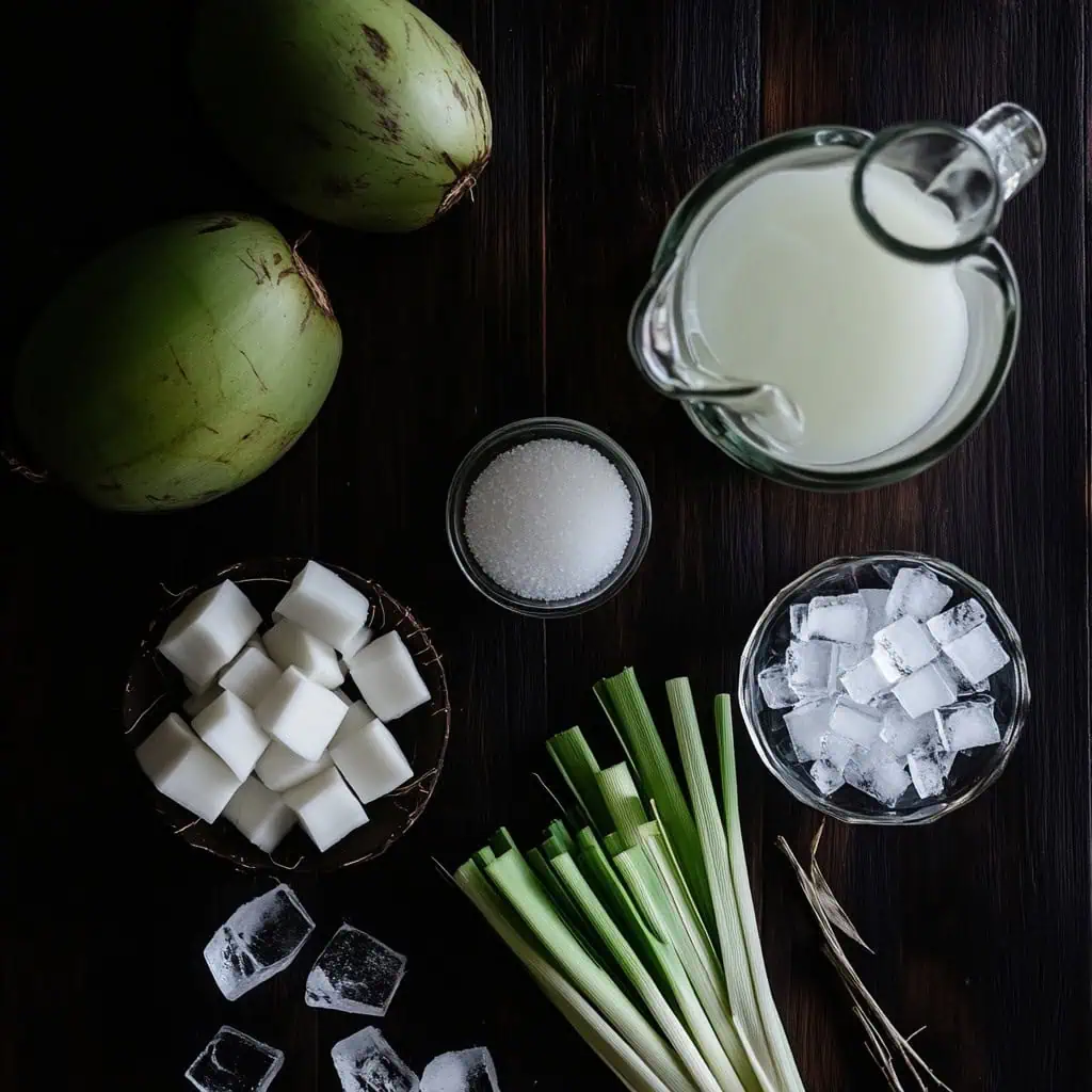 Ingredients for Fresh Buko Juice (Filipino Young Coconut Drink)