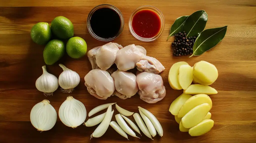 ingredients for Kapampangan Chicken Asado (Asadong Manok)