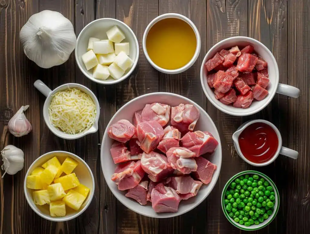 Ingredients for Quezon-Style Sinantomas (Cheesy Pineapple Pork Ribs)