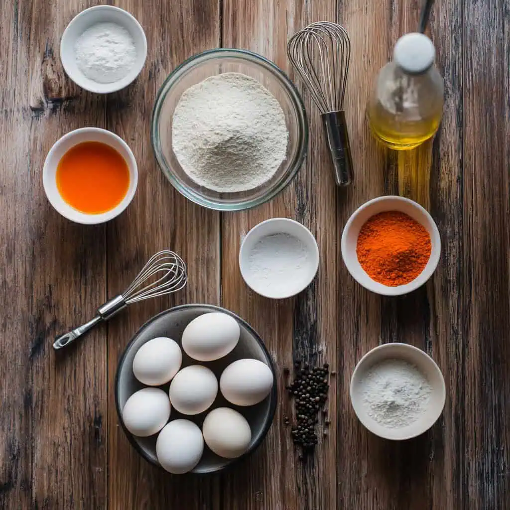 Ingredients for Tokneneng (Filipino Orange Battered Eggs)