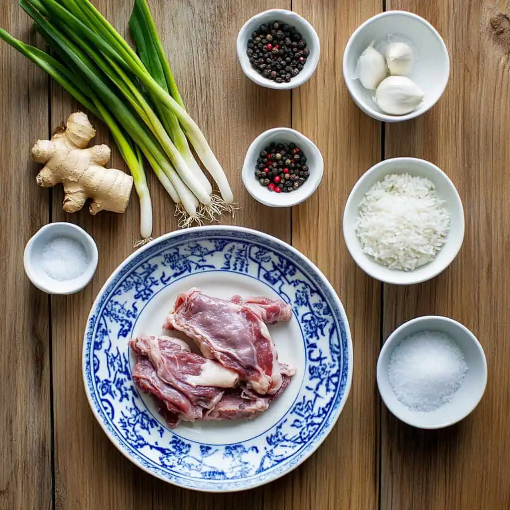 Ingredients for Filipino Goto (Beef Tripe Congee)