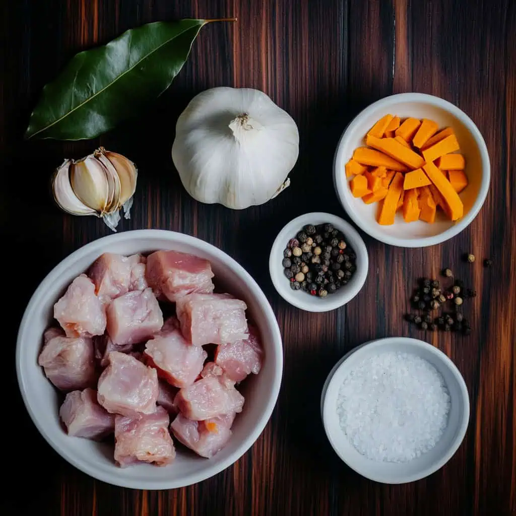 Ingredients for Adobong Dilaw (Filipino Yellow Turmeric Adobo)