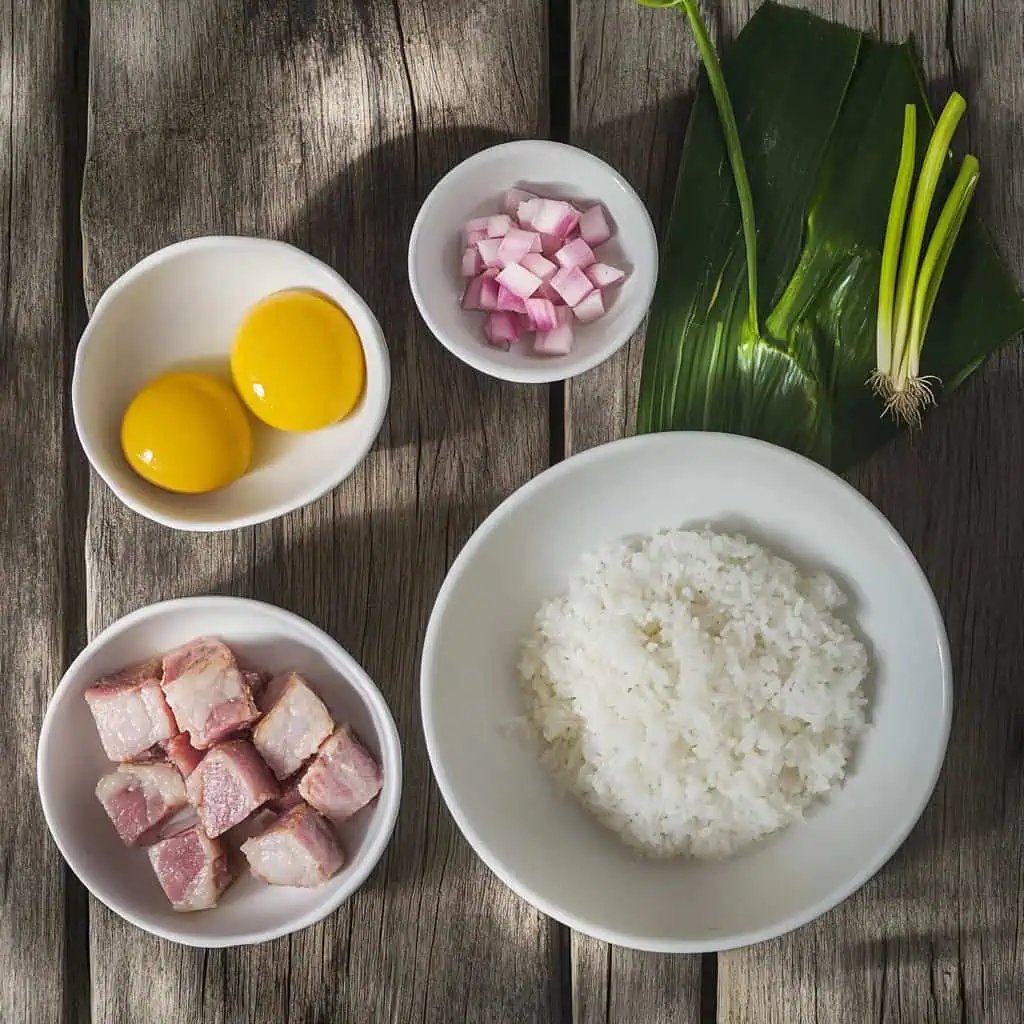 Ingredients for Bagoong Fried Rice (Sinangag na May Bagoong)