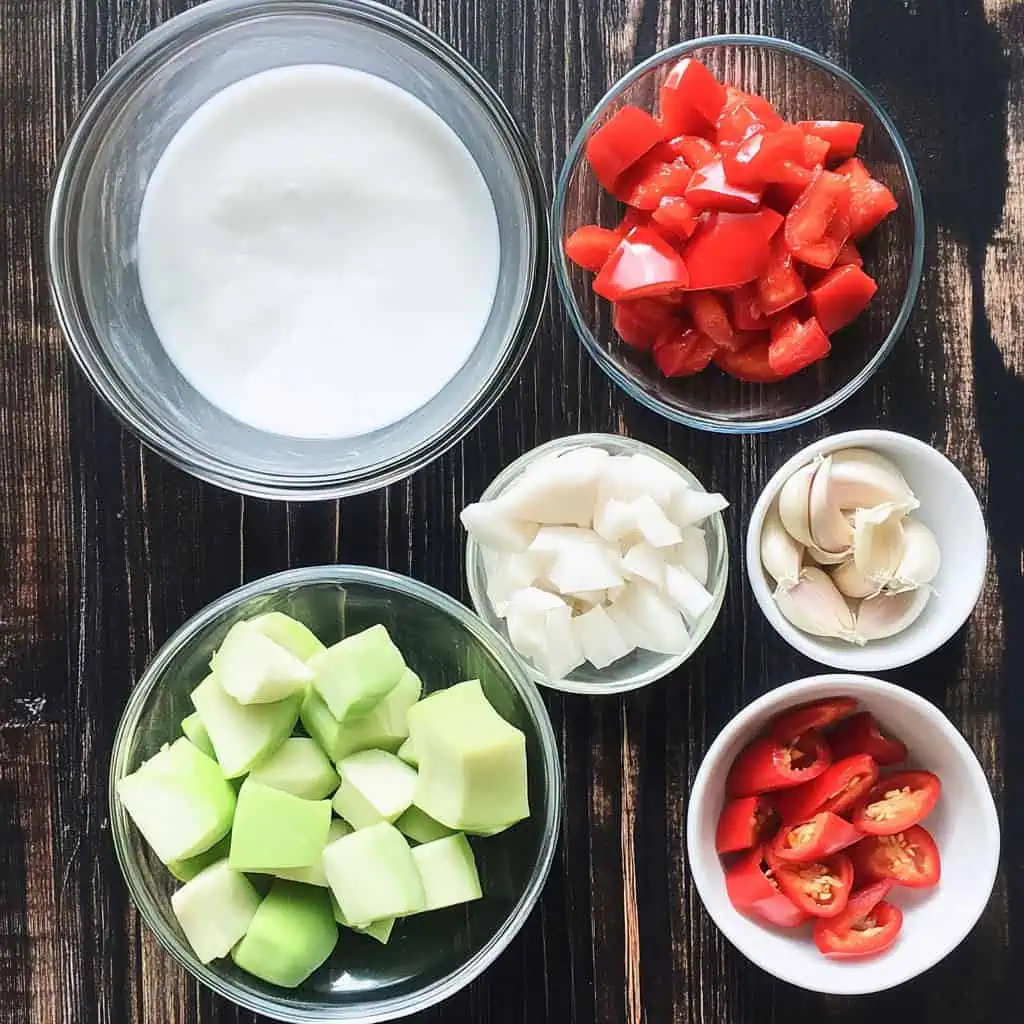 Ingredients for Ginataang Langka (Young Jackfruit in Coconut Milk)