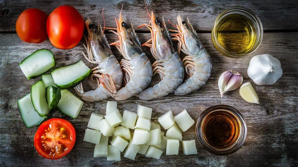 Ingredients for Ginisang Upo at Hipon (Filipino Bottle Gourd and Shrimp Stir-fry)