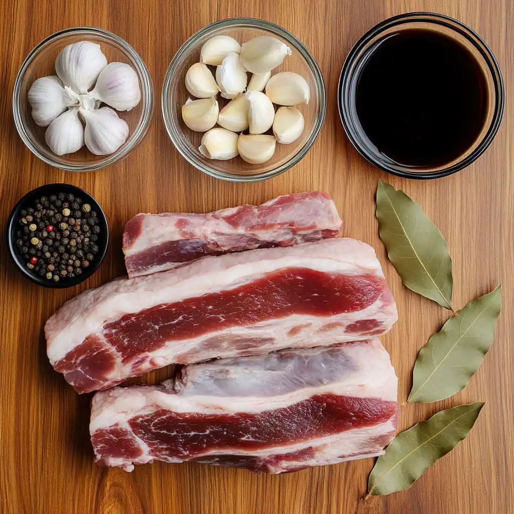 Ingredients for Filipino Pork Adobo (Adobong Baboy)