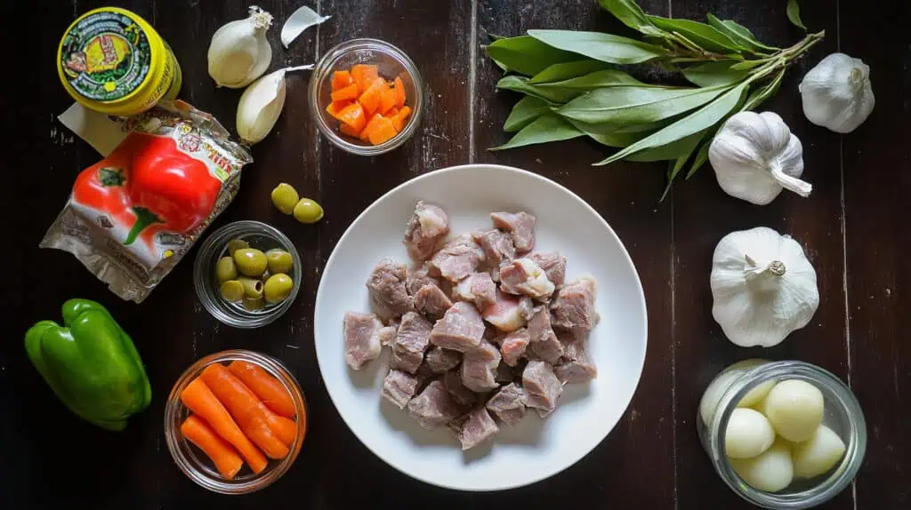 Ingredients for Kalderetang Kambing (Filipino Goat Caldereta)