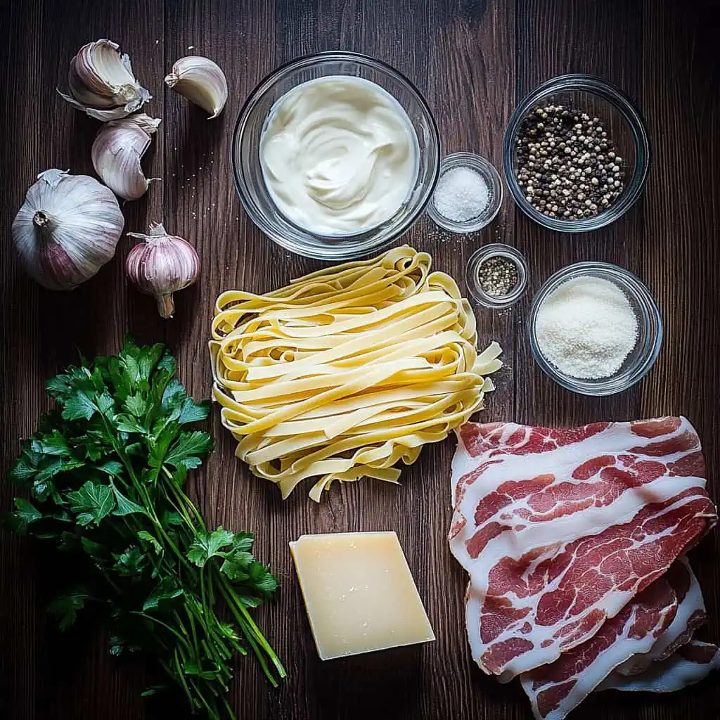 Ingredients for Filipino Style Creamy Carbonara (Pinoy Style)