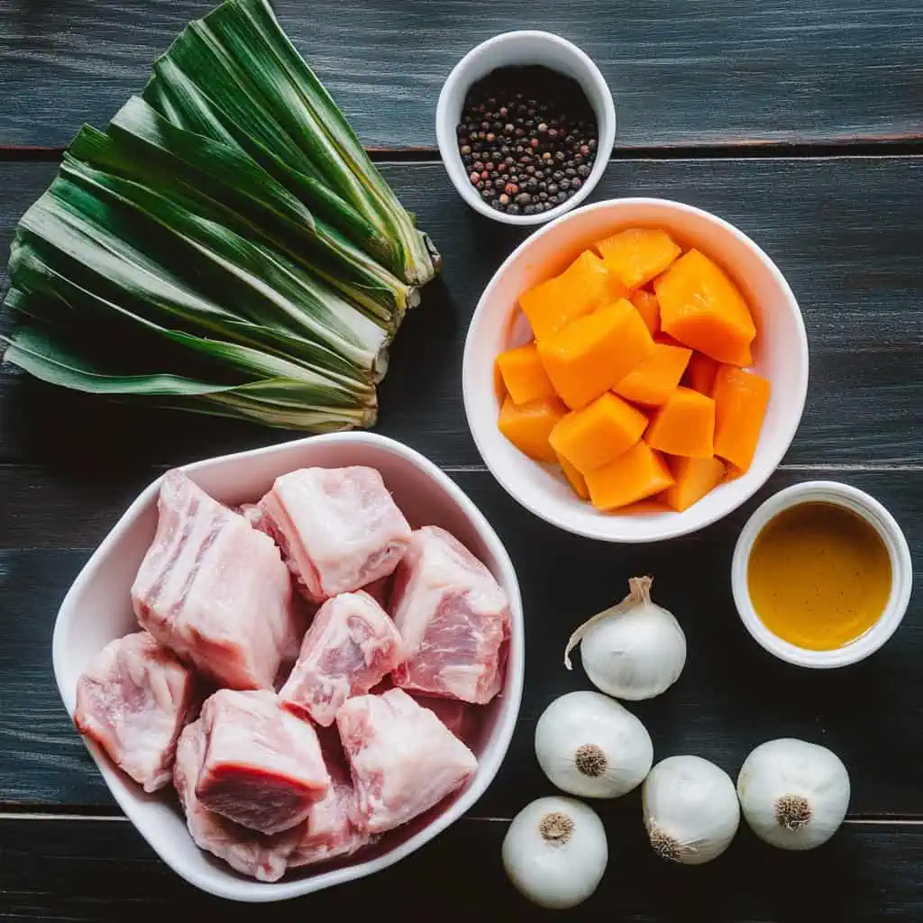 Ingredients for Nilagang Baboy (Filipino Pork Soup)