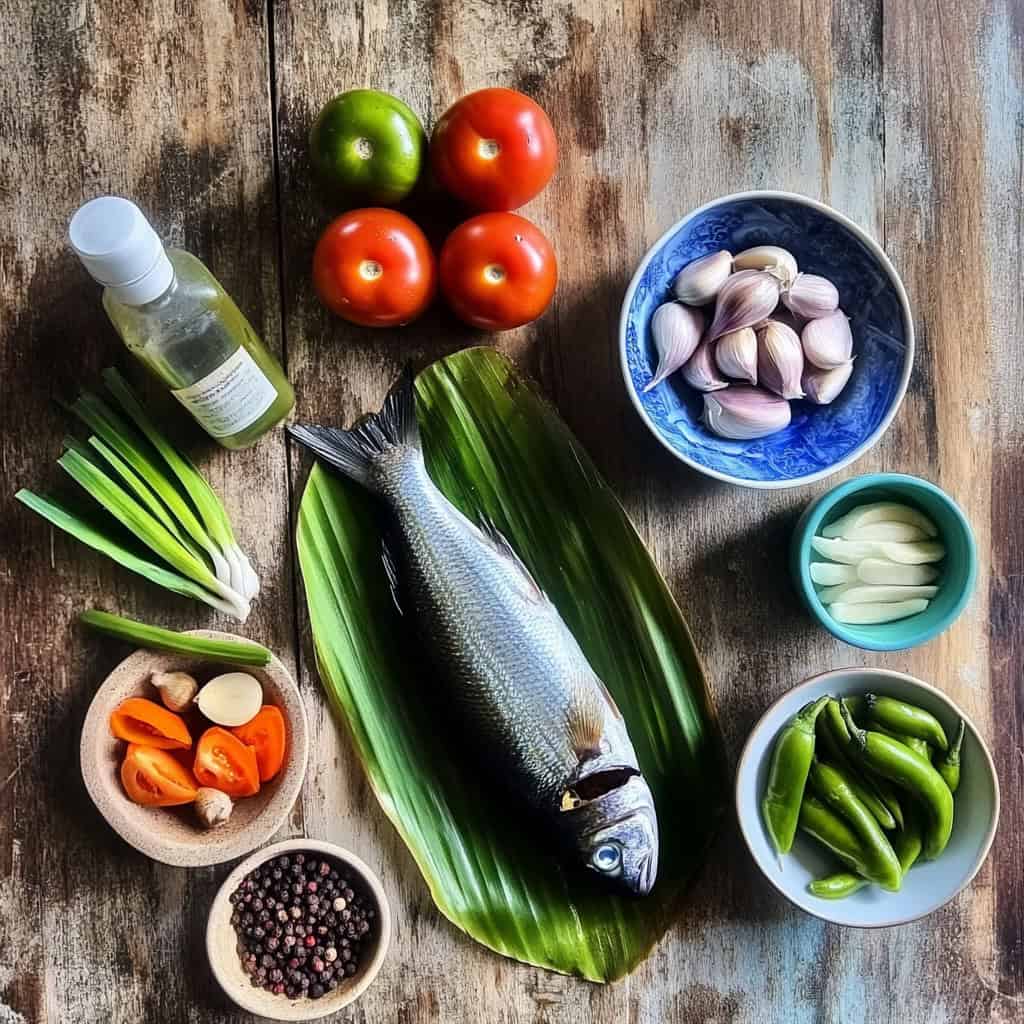 Ingredients for Pinangat na Isda (Filipino Sour Fish Stew)