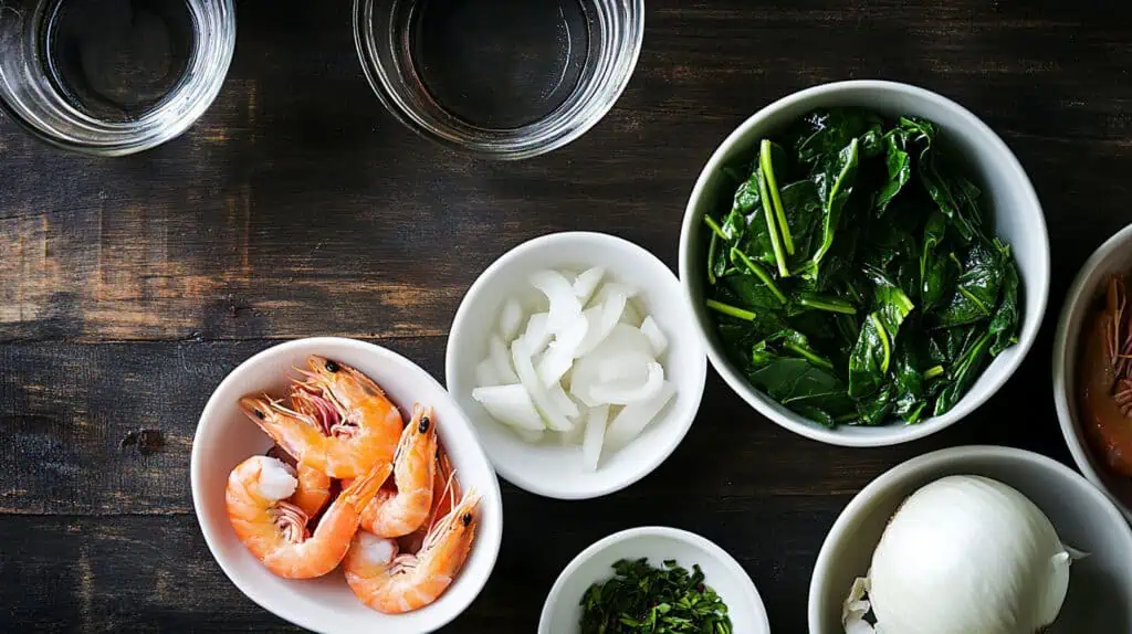 Ingredients for Bulanglang na Hipon (Kapampangan Shrimp Sinigang)