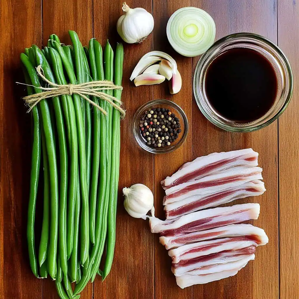 Ingredients for Adobong Sitaw (Filipino String Bean Adobo)