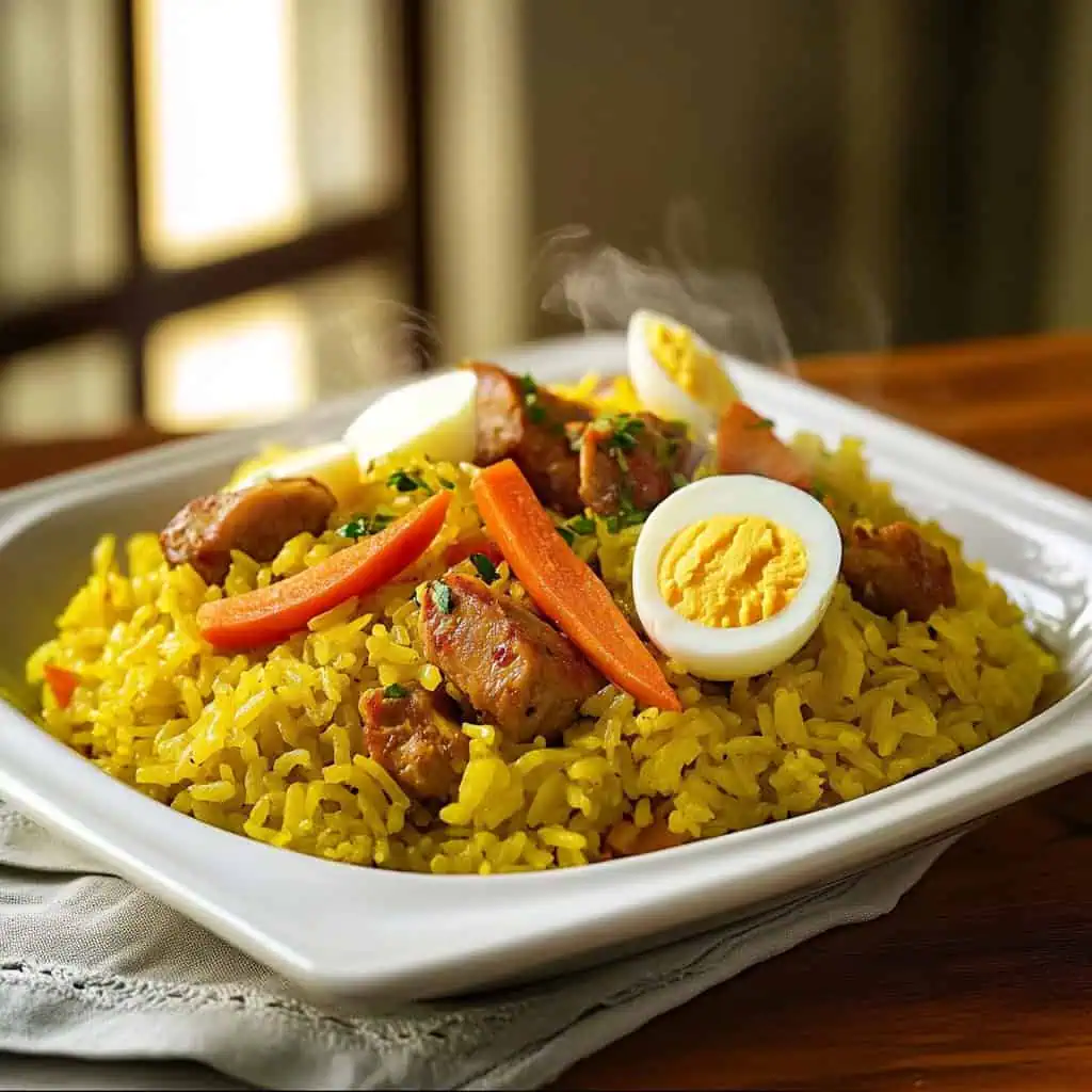 Filipino Bringhe (Kapampangan Yellow Rice Paella)