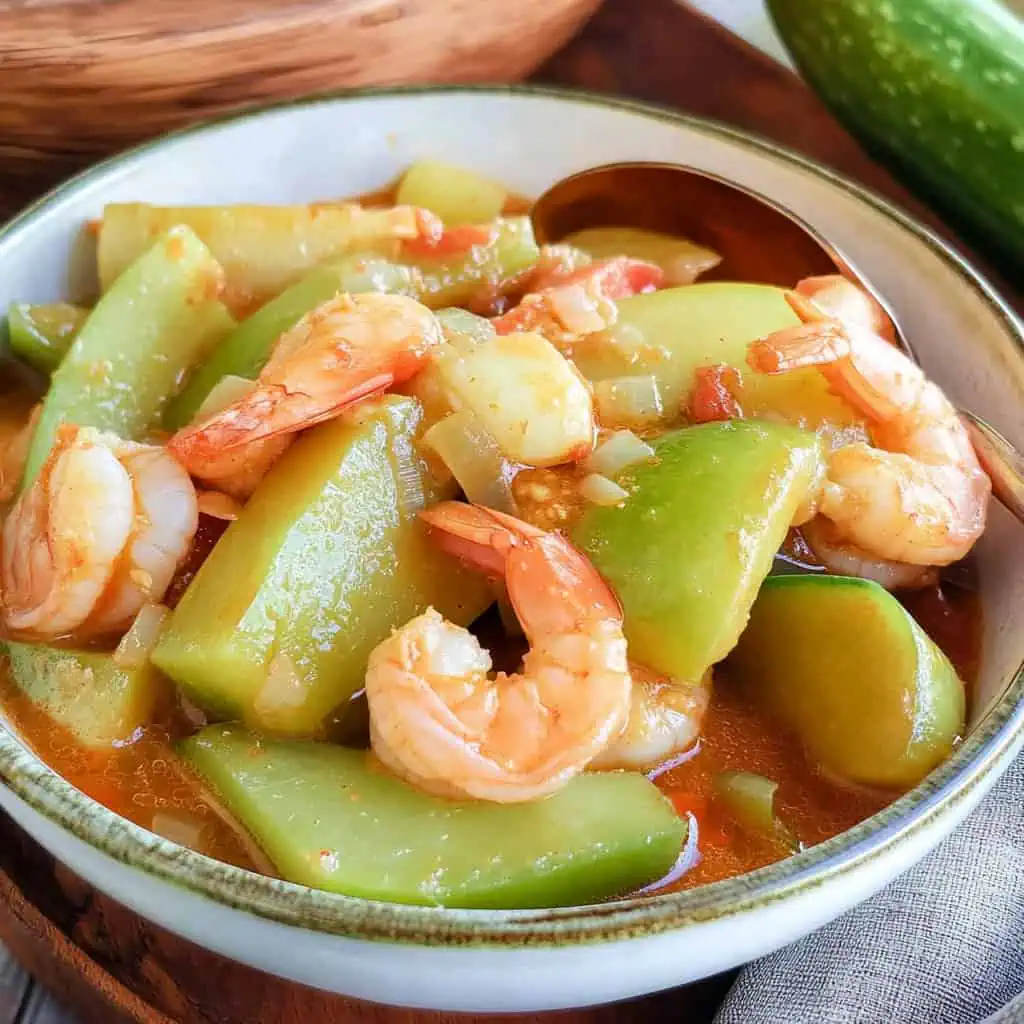 Ginisang Upo at Hipon (Filipino Bottle Gourd and Shrimp Stir-fry)