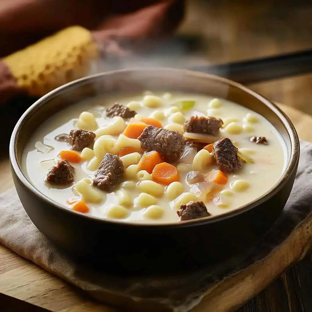 Beef Sopas (Filipino Creamy Beef Macaroni Soup)