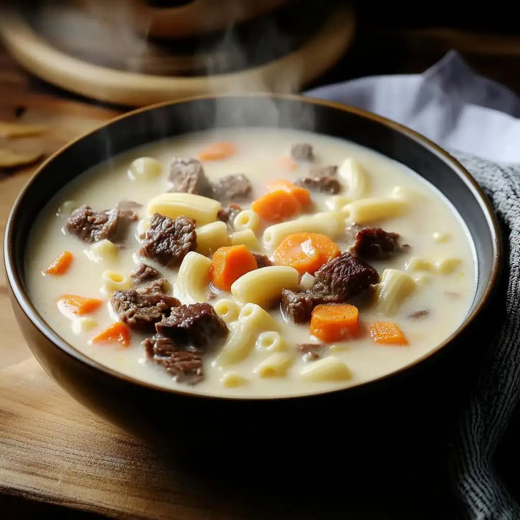 Beef Sopas (Filipino Creamy Beef Macaroni Soup)