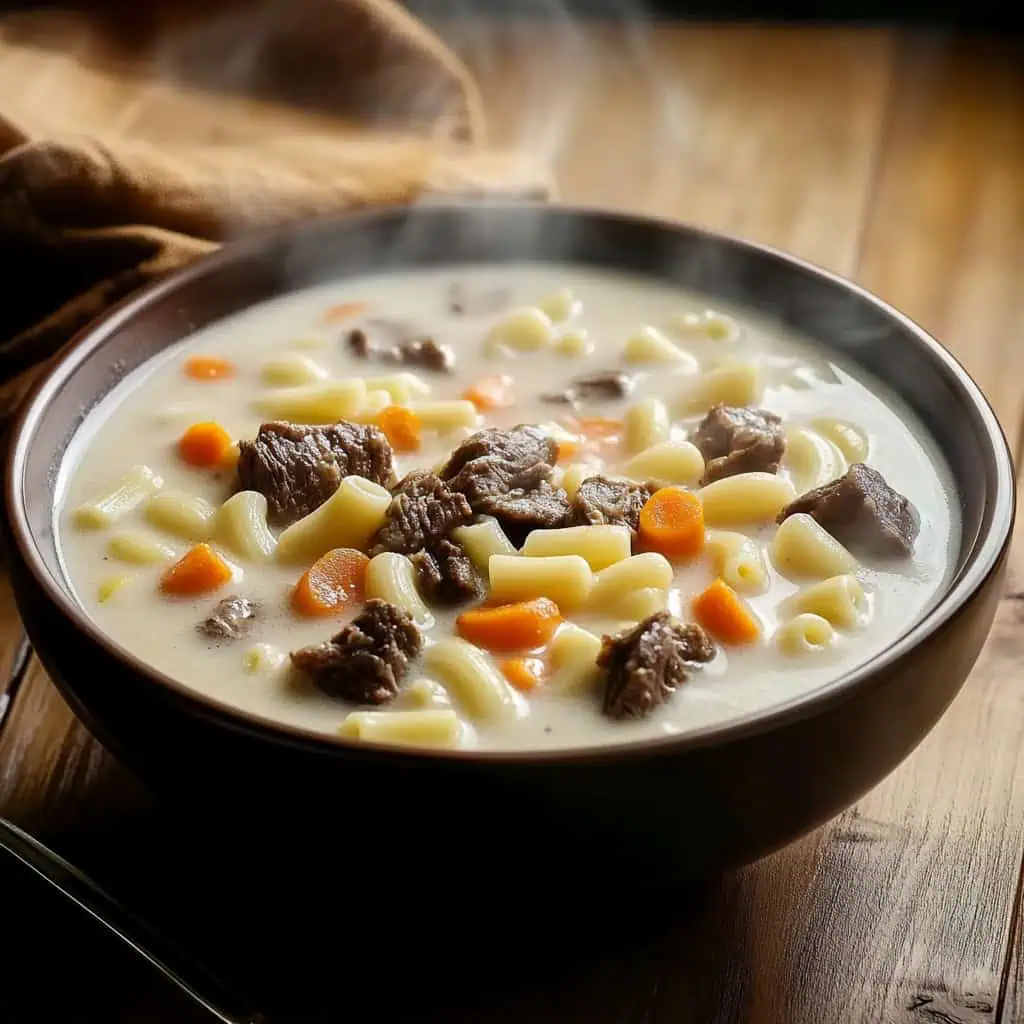 Beef Sopas (Filipino Creamy Beef Macaroni Soup)