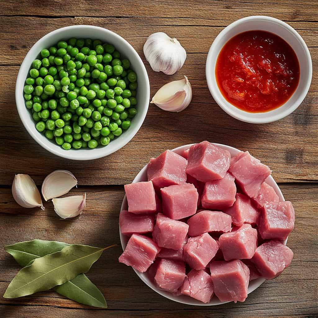 Ingredients for Pork Guisantes (Filipino Pork and Peas Stew)