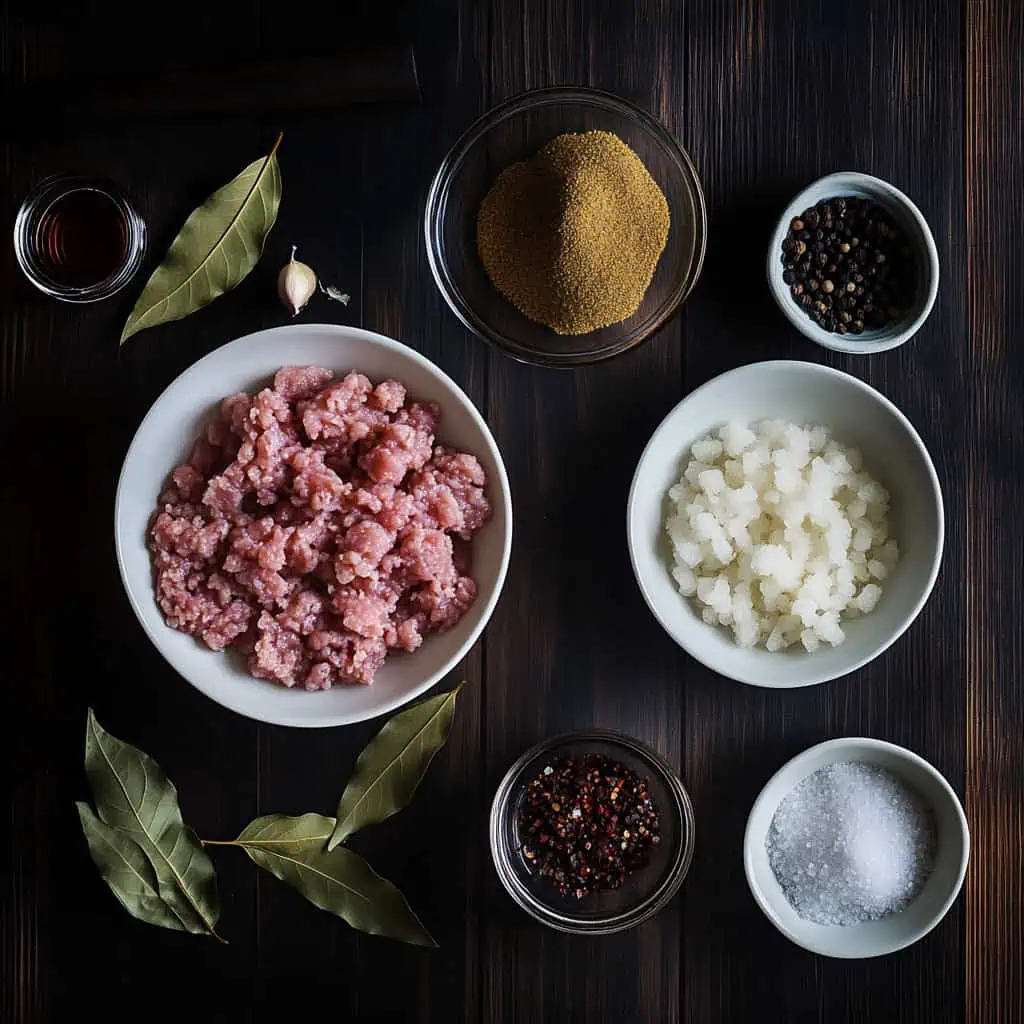 Ingredients for Homemade Garlicky Longganisa (Filipino Garlic Sausage)