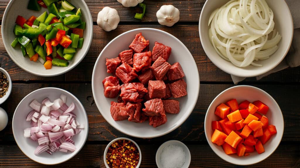 Ingredients for  Filipino Beef Afritada (Afritadang Baka)