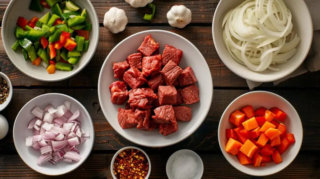 Ingredients for  Filipino Beef Afritada (Afritadang Baka)