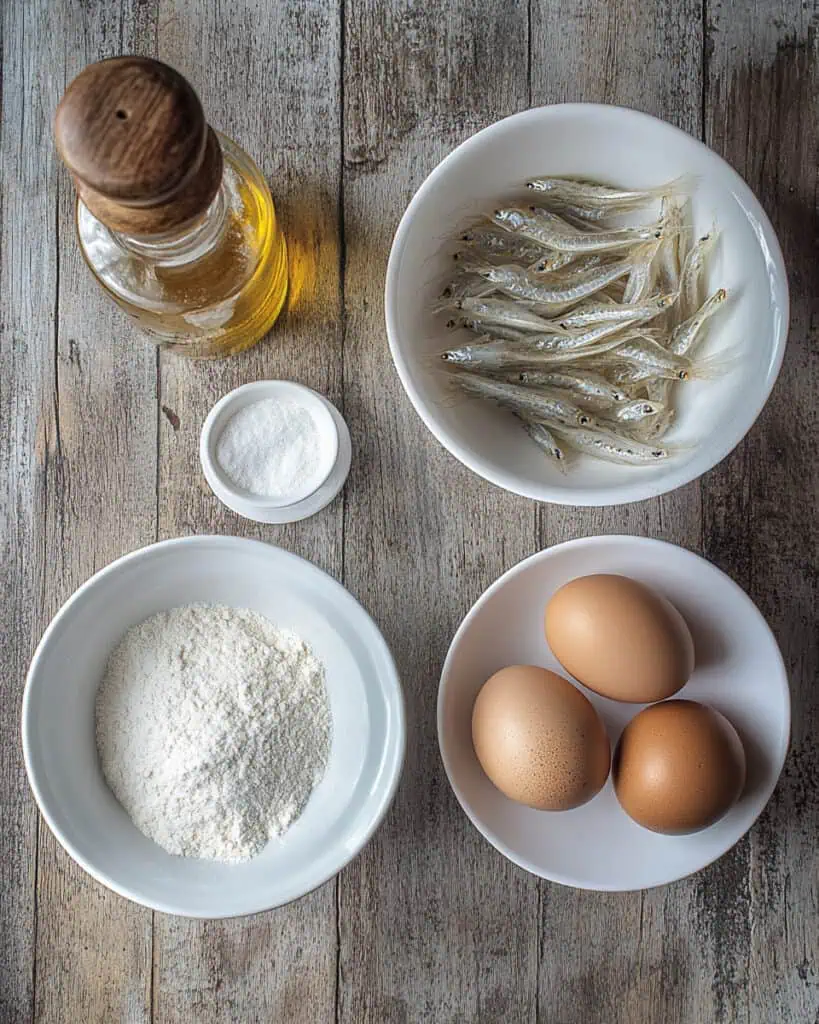 Ingredients for Tortang Dulong (Filipino Silverfish Omelette)