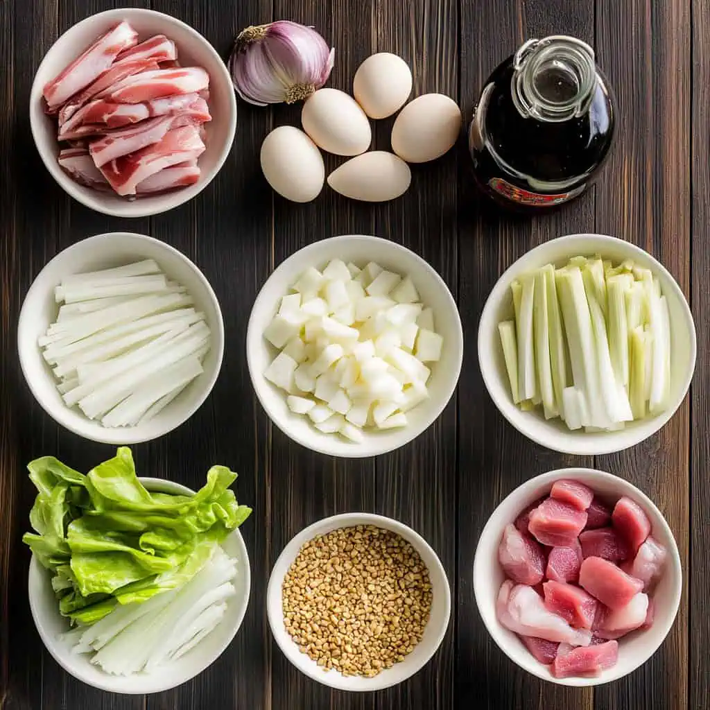 Ingredients for Lumpiang Ubod (Filipino Fresh Spring Rolls)